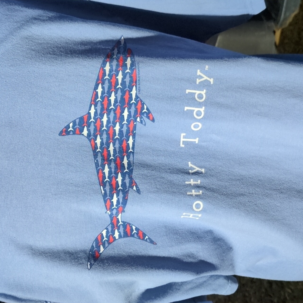 Vineyard Vines Men's Light Blue T-Shirt Hotty Toddy/Shark Logo